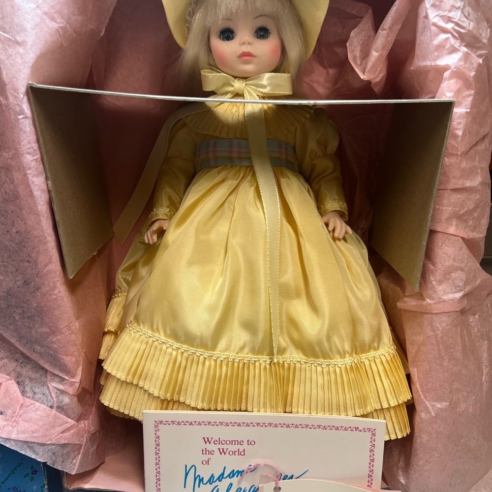 Madame Alexander Doll in Yellow Dress and Bonnet